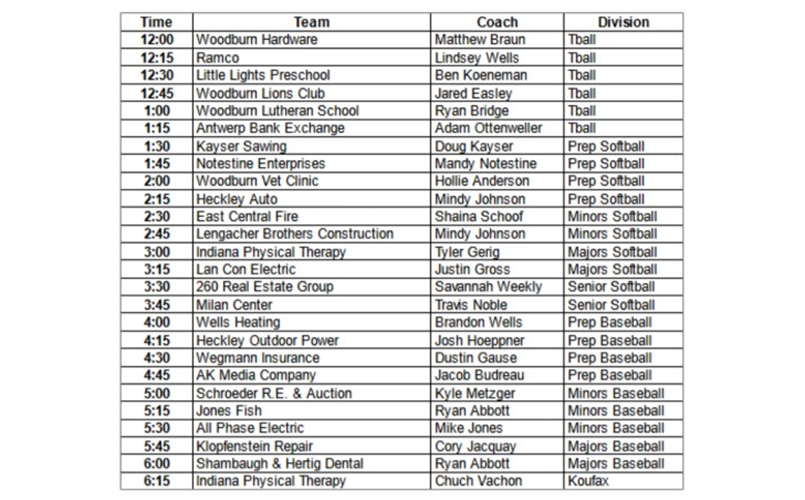 Picture Day 4/30/2023 Times
